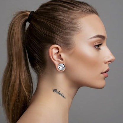 COOEAR Ear Gauges Plugs Stainless Steel/Black/Gold Crystal Ear Plugs Screw Back Tunnel Expander Stretcher Piercing Jewelry. - color: S8768G, size: 12mm