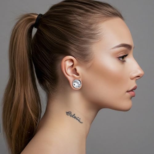 COOEAR Ear Gauges Plugs Stainless Steel/Black/Gold Crystal Ear Plugs Screw Back Tunnel Expander Stretcher Piercing Jewelry. - color: S8768G, size: 10mm