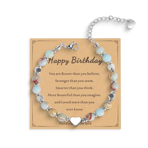 Beaded Bracelet for Women - Inspirational Sometimes You Forget You're Awesome Friendship Jewelry, Dainty Birthday Gift for Best Friends, Mom, Sister, Daughter - style: Birthday
