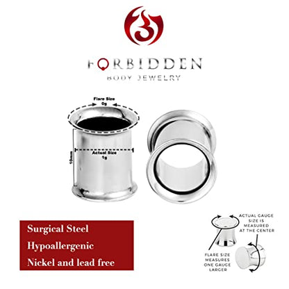 Forbidden Body Jewelry Ear Gauges, Ear Tunnels, Tunnels For Ears, Surgical Steel Mirror Finish Double Flared Tunnel Plug Earrings - style: 2pcs: 7mm (1GA)