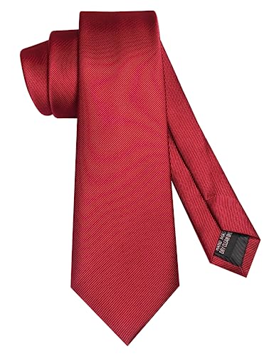 JEMYGINS Solid Color Formal Necktie and Pocket Square Tie Clip Sets for Men - color: Burgundy