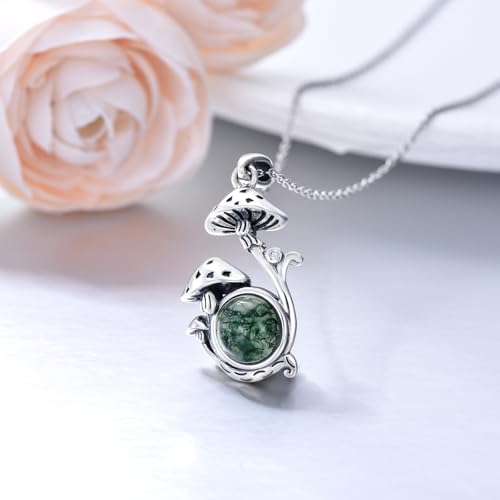 Witch Necklace 925 Sterling Silver Pentagram Triple Moon Pentacle Pendant Wiccan Pagan Jewelry Witchy Gifts for Women - style: Mushroom