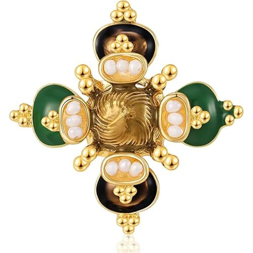 Vintage Baroque Pearl Cross Brooch Pins for Women