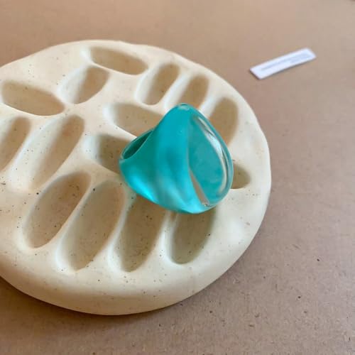 Kokoma Resin Statement Ring for Women Chunky Oval Dome Ring | Geometric Rings, Stackable Accessory, Fashion Jewelry, Daily Wear - color: Blue