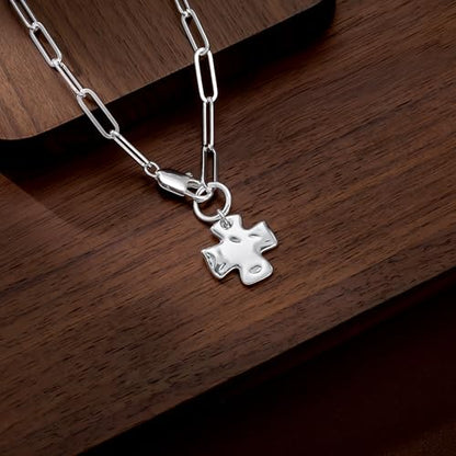 CHESKY Cross Necklace for Women, 14K Gold/Silver Plated Paperclip Necklace | Chunky Cross Necklace, Statement Pendant Charm Necklace, Gold Jewelry for Women, Fashion Accessories - color: Silver
