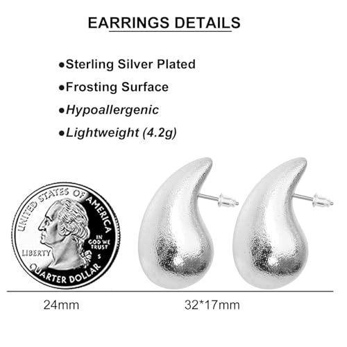 Small Chunky Gold Hoop Earrings For Women, 14k Gold Thick statement huggie hoop earrings Trendy Hoop Earrings Set Hypoallergenic Fashion Earrings - color: Frosted Resin Drop -Silver