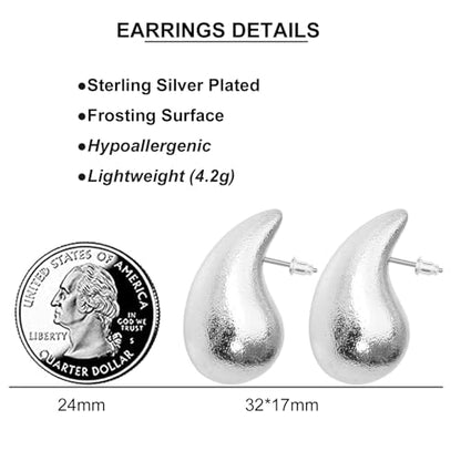 Small Chunky Gold Hoop Earrings For Women, 14k Gold Thick statement huggie hoop earrings Trendy Hoop Earrings Set Hypoallergenic Fashion Earrings - color: Frosted Resin Drop -Silver