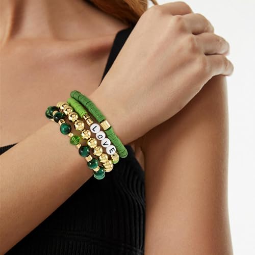 Boho Beaded Stretch Bracelets For Women Stackable Crystal Gold Plated Beaded Bracelets Set Trendy Handmade Friendship Braeclet Jewelry Gifts - color: Q-gold baeded