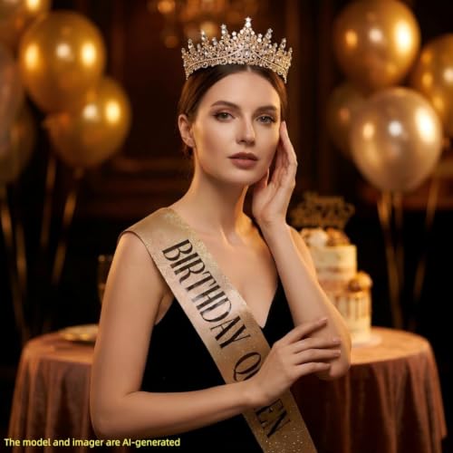 Tiaras and Crowns for Women Crystal Princess Tiaras Rhinestone Queen Crowns For Wedding Bridal Birthday Prom Pageant Party (Tiara 100) - color: Gold 2