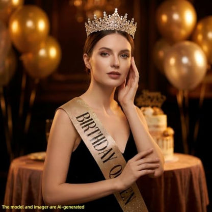Tiaras and Crowns for Women Crystal Princess Tiaras Rhinestone Queen Crowns For Wedding Bridal Birthday Prom Pageant Party (Tiara 100) - color: Gold 2