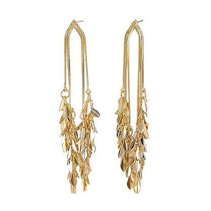 Long Dangle Earrings For Women, Fringe Chandelier Earrings Punk Metal Chain Earrings Hypoallergenic Lightweight Tassel Drop Earrings - color: E-Gold