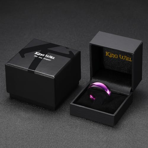 King Will Men's Women's Tungsten Carbide Ring 24k Gold Plated Rose Gold Plated Domed Polished Finish Wedding Band | Gold/Rose Gold, 1.5mm/2mm/4mm/6mm/8mm, Polished, Everyday Wear - color: Purple 6mm
