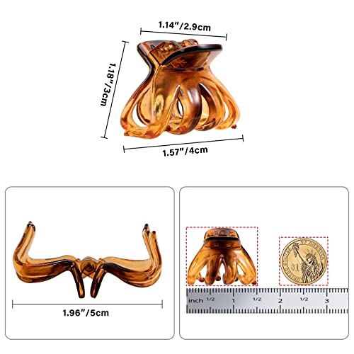 YOHAMA 10pcs Small Octopus Claw Clips Strong Hold Women Thin to Thick Hair | 4cm Little Hair Accessories Brown & Black, Great Spring, Styling Half Bun Tightly, Non-Pulling or Snagging, Daily Use Gifts - color: A-Black+Brown