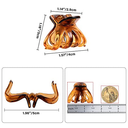 YOHAMA 10pcs Small Octopus Claw Clips Strong Hold Women Thin to Thick Hair | 4cm Little Hair Accessories Brown & Black, Great Spring, Styling Half Bun Tightly, Non-Pulling or Snagging, Daily Use Gifts - color: A-Black+Brown