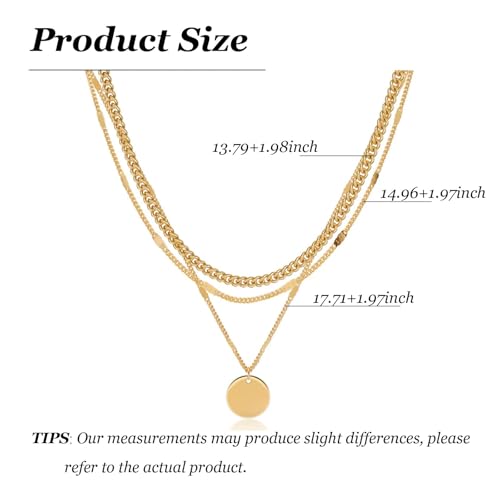 Gold Neklace Stack Dainty Gold Herringbone Necklace for Women Layered Paperclip Chain Necklaces Rhinestone Drop Simple Jewelry Gifts for Women - color: B2：coin pendant