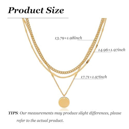 Gold Neklace Stack Dainty Gold Herringbone Necklace for Women Layered Paperclip Chain Necklaces Rhinestone Drop Simple Jewelry Gifts for Women - color: B2：coin pendant