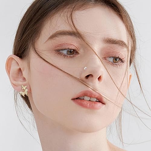 36-44 Pcs 18G 20G Nose Rings Studs Nose Rings for Women Nose Piercings Jewelry Surgical Stainless Steel Nose Studs Moon Star Heart Butterfly Hypoallergenic Body Piercing Jewelry for Women Men - color: 18G Colorful D-Straight- 40 Pcs