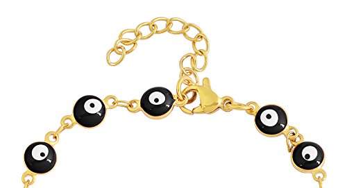 Women's Charm Enamel Evil Eye Protection Link Chain Bracelet - color: Gold,Black
