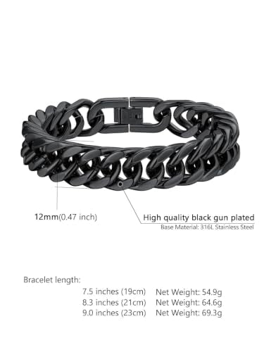 Supcare Unique Anniversary Birthday Valentines Fathers Day Stainless Steel Cuban Link Bracelets for Men Him, To My Man Dad Husband Love Always Remember Wrist Chain Bracelet Jewelry Gifts - color: C-Black 01 To My Son, size: 9.0 Inches-12mm Width