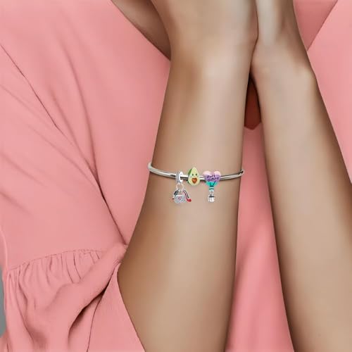 10 Pack Silver Bead Charms Compatible with Charms Bracelet Necklace, Silver Charms for Bracelets for Women, the Pendant Dangle Beads with Cubic Zirconias Are the Perfect Jewelry Gift for Women, Ideal for Christmas, Birthdays, Mother's Day, and Valentine's