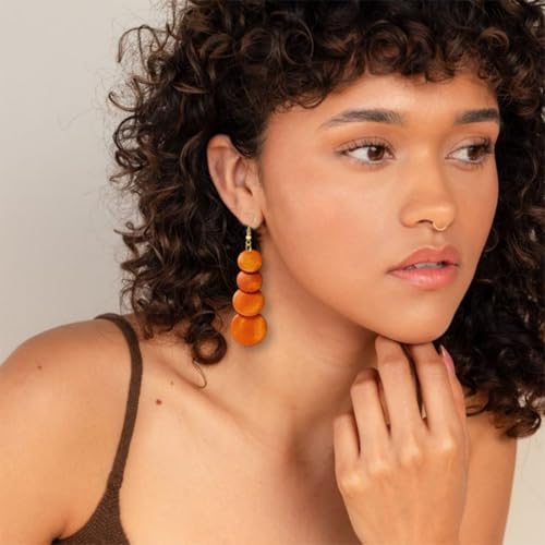 ONLYJUMP Colorful Ethnic Wooden Jewelry Set for Women Round Statement Dangle Earrings Multilayered Geometric Beaded Bracelet Necklace Exaggerated Tribal Style Jewelry - color: Brown