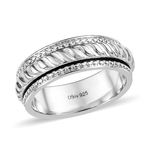 SHOP LC DELIVERING JOY 925 Sterling Silver Mom Spinner Ring - Statement Boho Beach Handmade Unique Jewelry for Mens Women - Anxiety Stress Reliving Rings Engagement, Anniversary - Gifts for Womens - color: swirl