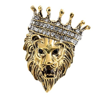 Luxury Crystal Tiger Brooch Pins for Women Men Vintage Gold-Tone Climbing Black Spots Leopard Brooch Fashion Panther Cougar Pin Suit Jackets Coat Animal Jewelry Gift - style: Lion