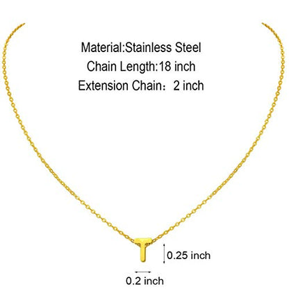 MOMOL Tiny Initial Necklace 18K Gold Plated Small Letter Necklace Personalized Name Necklace for Women - color: Gold T