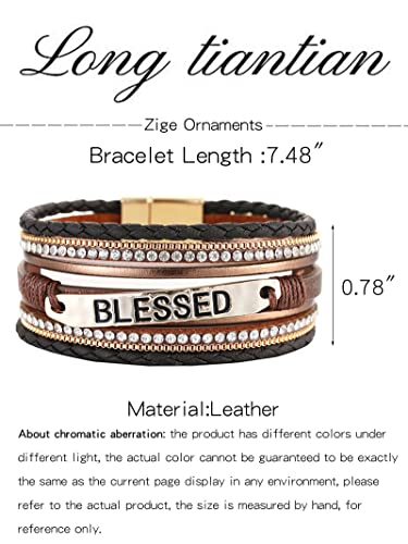 Long tiantian Boho Western Bracelets for Women Leather Wrap Bracelets Turquoise Bracelet Western Jewelry Country Concert Outfits - color: Leather Wrap Bracelets 1