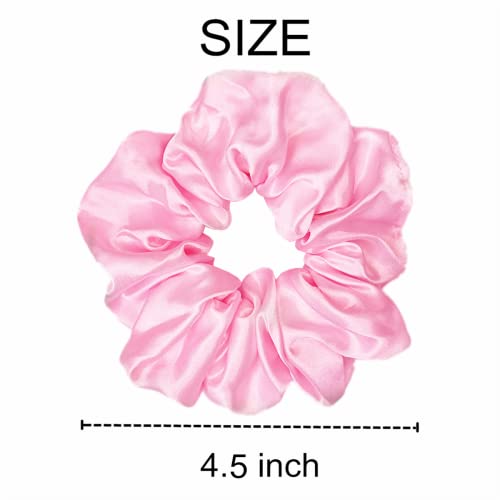 Sufermoe 6 Pcs 4.5 Inch Satin Silk Hair Scrunchies, Light Pink Elastic Hair Ties for Women and Girls, Hair Accessories for Different Hairstyles and Occasions - color: Light Pink