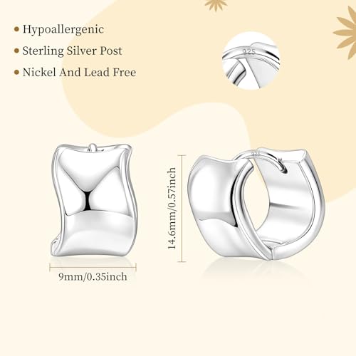 925 Sterling Silver Hoop Earrings for Women Chunky Small Huggie Earrings | Hypoallergenic Lightweight Huggy Earrings Crafted with 925 Sterling Silver Posts Fashion Jewelry Gifts - color: Silver