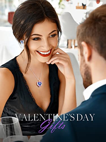 CDE Angel Wings Heart Birthstone Pendant Necklace Gift for Women | Silver/Gold Tone,Ideal Birthday & Anniversary Jewelry Gift for Wife,Girlfriend,Her - color: White-02-Amethsy Purple Birthstone