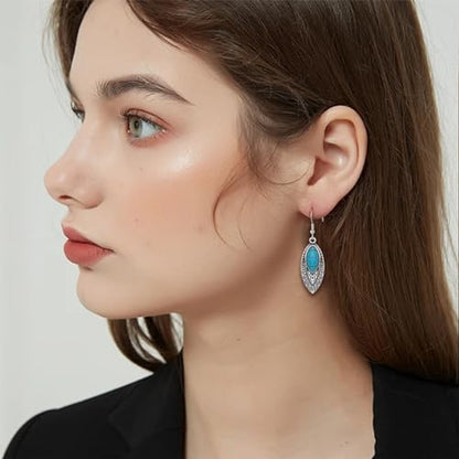 NEWITIN 20 Pieces Silver Bohemian Jewelry Set for Women Fashion Costume Jewels Turquoise Necklace Bracelet Ring Earrings Western Turquoise Jewelry Set for Women - color: Turquoise Jewelry Set D