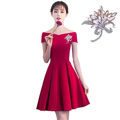 seven wolves Women's Austrian Crystal Brooch Wedding Flower Leaf Bouquet Brooch - color: Champange