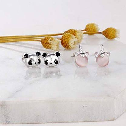 30 Assorted Stainless Steel Stud Earrings for Teen Girls - Hypoallergenic Fairy Earrings with Faux Pearls & Pink CZ Cats