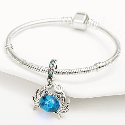 925 Sterling Silver Charms,Hypoallergenic Beads,Compatible with Pandora Bracelets and Necklaces,Women Holiday Gift Pendants - color: Crab Charm