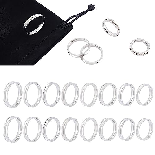 Unicraftale 24pcs Blank Core Ring Set - Size 6-13 Stainless Steel 2mm Narrow Grooved Round Empty Inlay Rings for Wedding Band Making - color: Stainless Steel Color, size: 8 Sizes