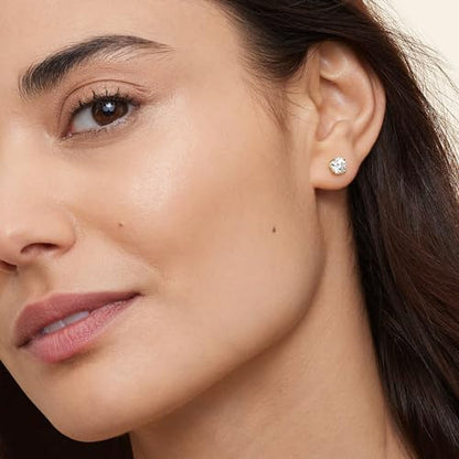 Threadless Flat Back Earrings, Hypoallergenic 14K Real Gold Plated CZ Stud Earrings | Cartilage Earring | Tragus Helix Piercing Jewelry | Push in Flatback Earrings for Women Men - color: 14K Gold, size: 6 Millimeters