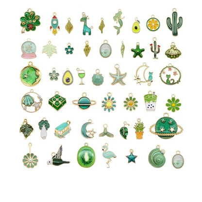 30pcs Mixed Enamel Charms Pendants for Jewelry Making Bulk lot Necklace Earrings Bracelet Craft Findings - color: Green