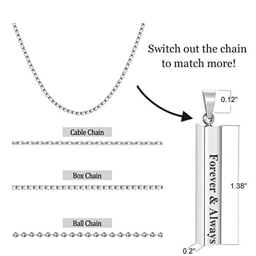 Personalized 3D Vertical Bar Necklace, Custom Necklace Engraved with Any Name Pendant Jewelry Mothers Day Gift - color: Single Bar Pendant