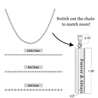 Personalized 3D Vertical Bar Necklace, Custom Necklace Engraved with Any Name Pendant Jewelry Mothers Day Gift - color: Single Bar Pendant