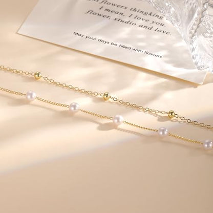 MFRYK Gold Plated Layered Anklet for Women, Adjustable Ankle Bracelet Gift | Adjustable layered chain anklet,secure clasp,waterproof,tarnish-resistant,lightweight,for beach,vacation,parties,daily wear - color: gold