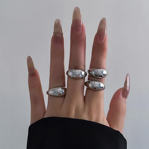 Roe Dolph Chunky Gold Rings for Women Stackable Statement Ring Set | Mixed sculptural shapes and polished surfaces create bold stacking combinations for parties dinners and everyday outfits - color: A6