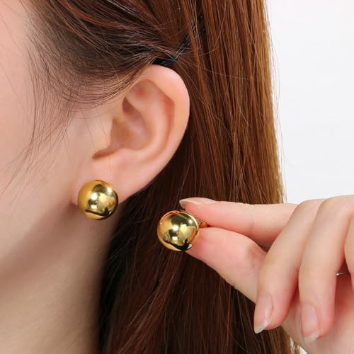 3/4 Pairs Stainless Steel Ball Stud Earrings, High Polished Round Ball Earrings Set for Women & Men 4-10mm - color: Gold