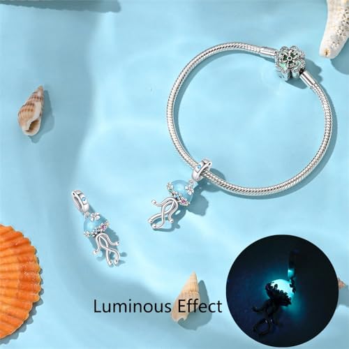 Pandach Animal Charm Bead fits Charms Bracelets for Woman-925 Sterling Silver Dangle Pendant Bead,Jewelry Beads Gifts for Women Bracelet&Necklace - style: Jellyfish Pendant