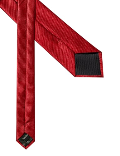 Solid Color Tie and Pocket Square with Tie Clip Lapel Pin Silk Formal Necktie Set Wedding Formal - color: Red