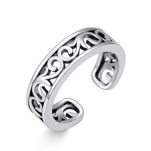 Midari Toe Rings for Women 925 Sterling Silver Hypoallergenic Adjustable Open Band Ring for Women Summer Beach Open Toe Jewelry Foot Jewelry - color: Filigree Flower, size: Adjustable