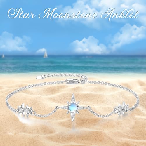 Moonstone Bracelet for Women 925 Sterling Silver Moonstone Bracelet Adjustable Jewelry Gift for Women - style: Star Bracelet