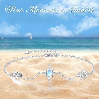 Moonstone Bracelet for Women 925 Sterling Silver Moonstone Bracelet Adjustable Jewelry Gift for Women - style: Star Bracelet