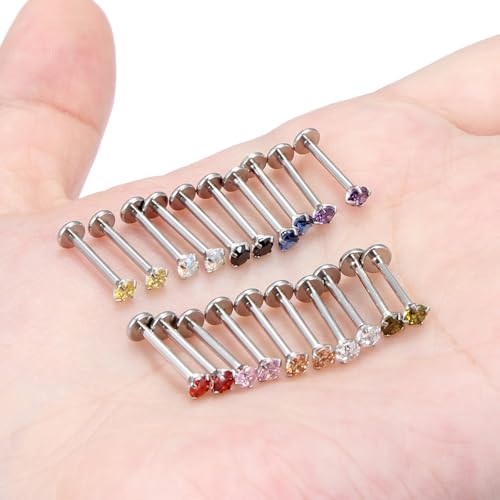 Vsnnsns 16G Lip Rings Stainless Steel Tragus Helix Conch Piercing Jewelry Snake Bite Piercing Monroe Lip Rings Labret Medusa Cartilage Lobe Earrings Studs Piercing Jewelry 6MM 8MM 10MM Silver - color: Mix Color Cz-10MM